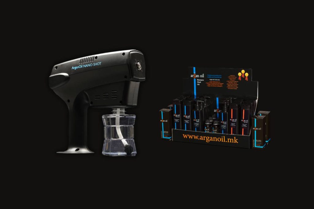 ArganOil NANO SHOT complete salon system with nano technology device and professional hair care products
